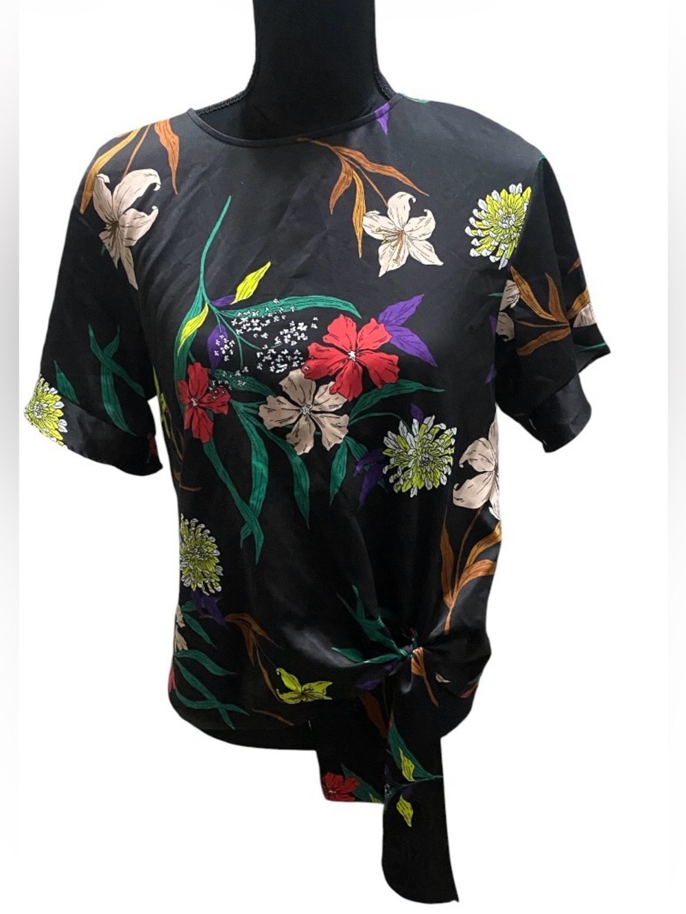 Worthington Floral Tie-Front Blouse